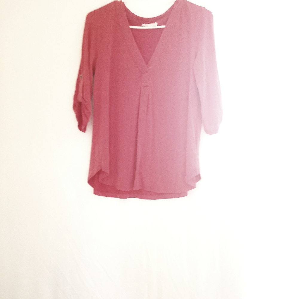 Lush peach color  v neck blouse Womens size small